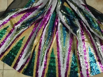 

Hot selling 5yards embroidered lace fabric DiuDiu-91403 pretty with sequins for nigerian wedding dress