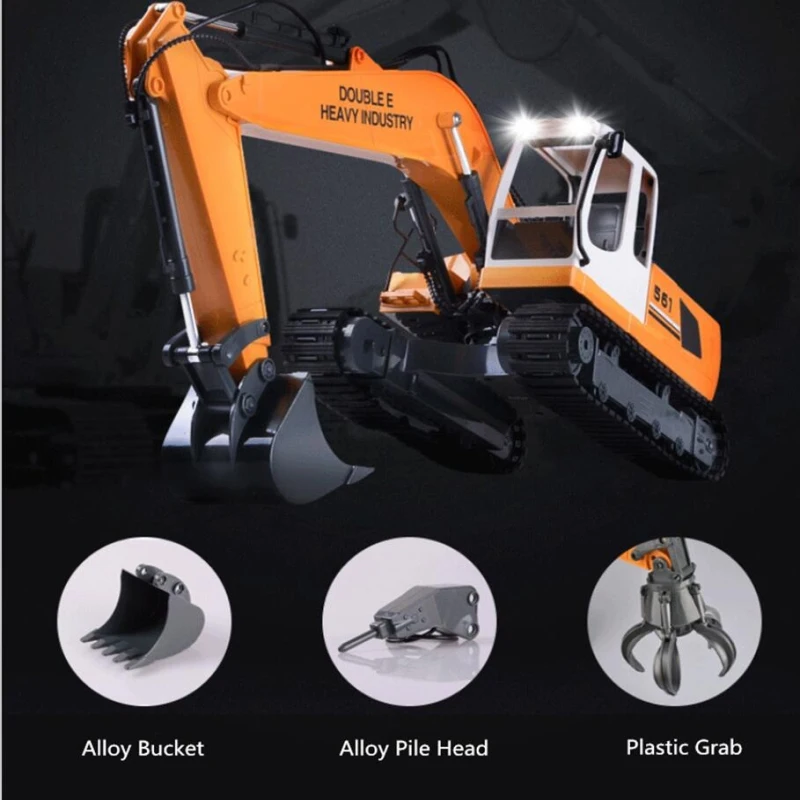 

Large Electric RC Alloy Excavator 1:16 17CH 64CM 3 To 1 Drills Grab RC Remote Control Multifunction Excavator Truck Toy VS 1580