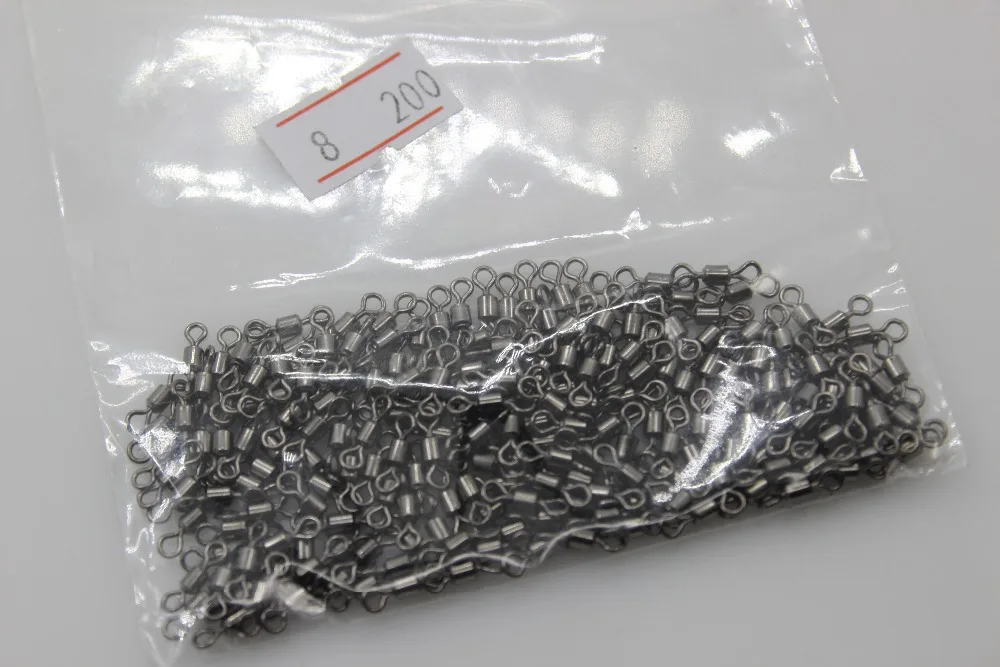 

200 Pcs Fishing Swivels Rolling Connector Interlock Snap Ball Bearing Fishing Terminal Tackle11*3mm