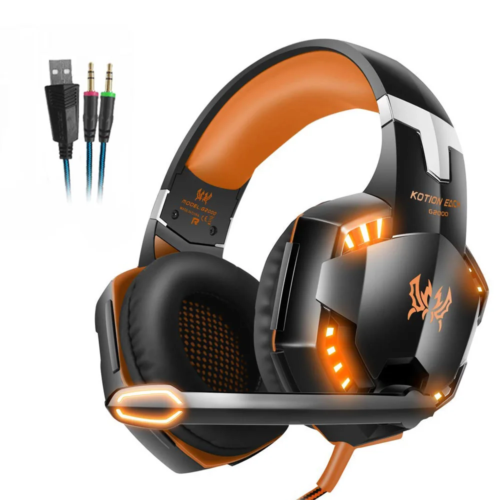 cheap EACH Stereo Gaming Headset Casque Deep Bass Game Headphone with Microphone LED Light for PS4 Laptop PC Gamer Game Headphones