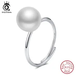 ORSA JEWELS натуральная 925 пробы серебро для женщин кольца с одежда высшего качества имитация жемчуга регулируемый палец кольцо Fine Jewelry OSR75