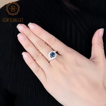 

Gem's Ballet 925 Sterling Silver Rings Fashion 1.66Ct Natural London Blue Topaz Gemstone Rings For Women Fine Jewelry