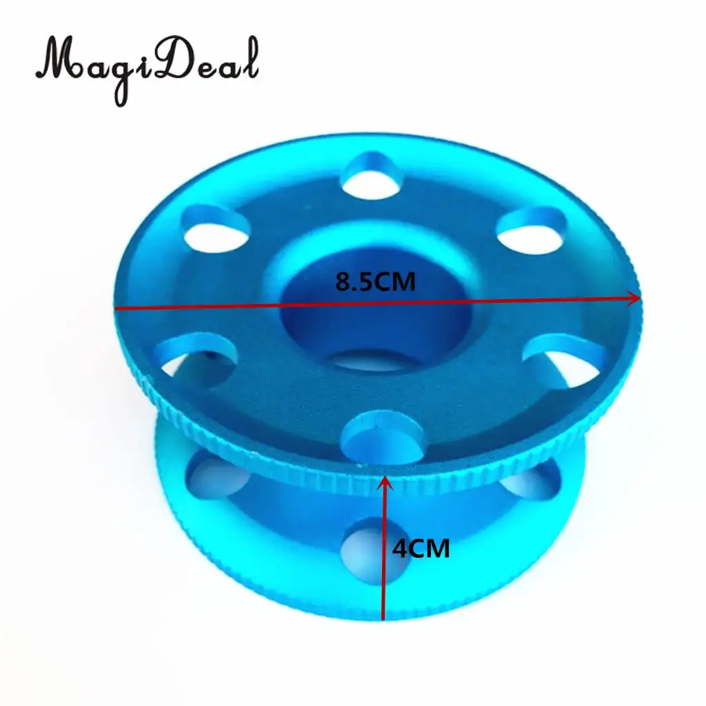 Blue Performance Durable Aluminum Alloy Scuba Diver Snorkeling Finger Reel Compact Wreck Cave Diving Tech Guide Line Spool