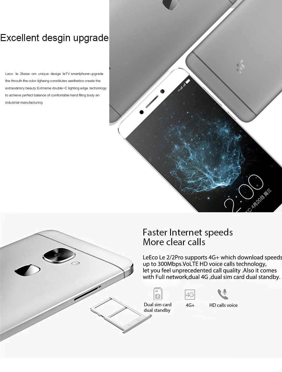 Letv LeEco Le 2X620, 3 ГБ ОЗУ, 32 Гб ПЗУ, мобильный телефон, четыре ядра, 5,5 дюймов, FHD, 16 МП, отпечаток пальца ID