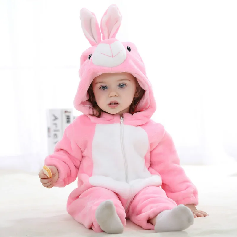 Детские комбинезоны для мальчиков и девочек; пижамы для новорожденных; зимняя одежда для малышей; kuguurumi; Детский комбинезон; пижамы с животными; комбинезон; ropa bebe; костюм - Цвет: Pink rabbit