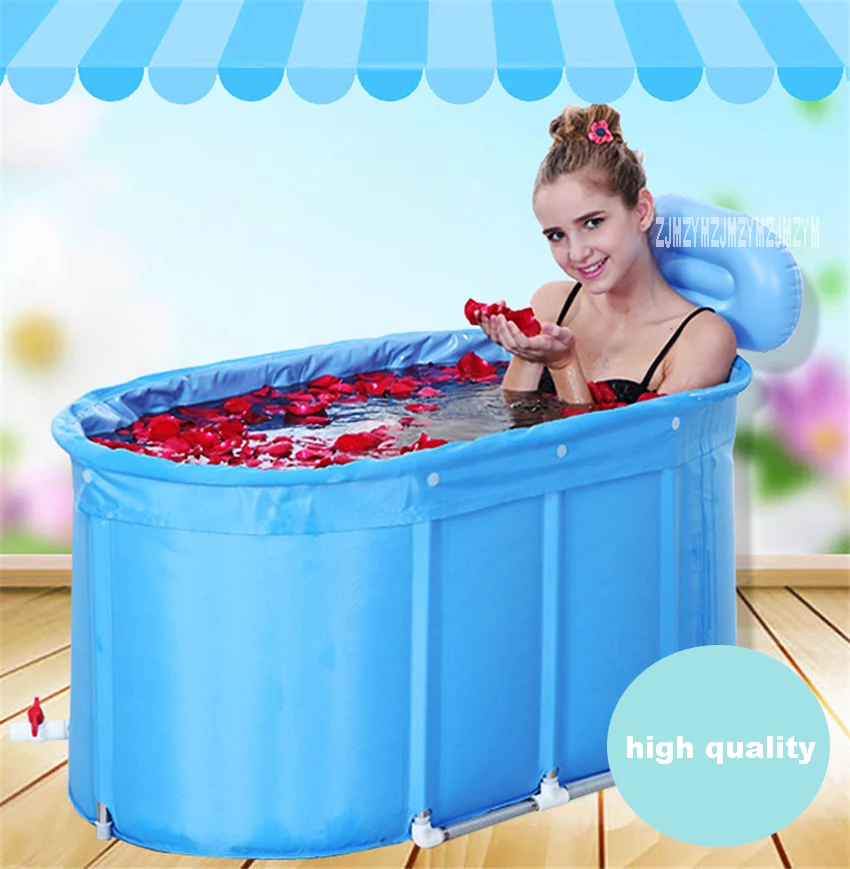 YR001 Cotton-Padded Folding Bath Barrel Stainless Steel Bracket Adult Children Bathtub Bath Bucket With Cover 115*68*12cm