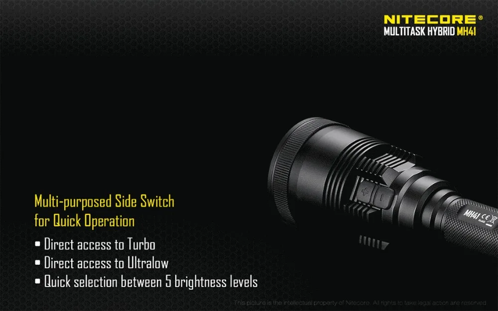 Многозадачный перезаряжаемый фонарик NITECORE MH41 Макс. 2150лм дальность луча 495 м уличный фонарь+ 2 шт 18650 2300 мАч батареи