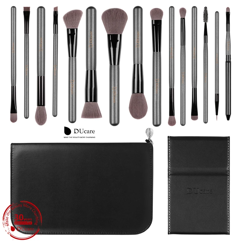 DUcare Makeup Brushes Sets 15PCS High Quality Professional Brush Set With Portable Mirror Cosmetic Make Up