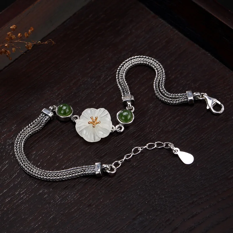 flower natural jade  bangle for women 1