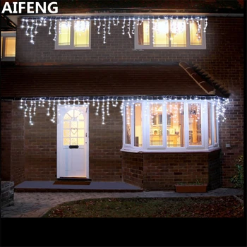 

AIFENG Outdoor Waterproof 5M*0.8M Fairy Lights Christmas Decoration Curtain Led Wedding Decoration Lights Outdoor Curtains