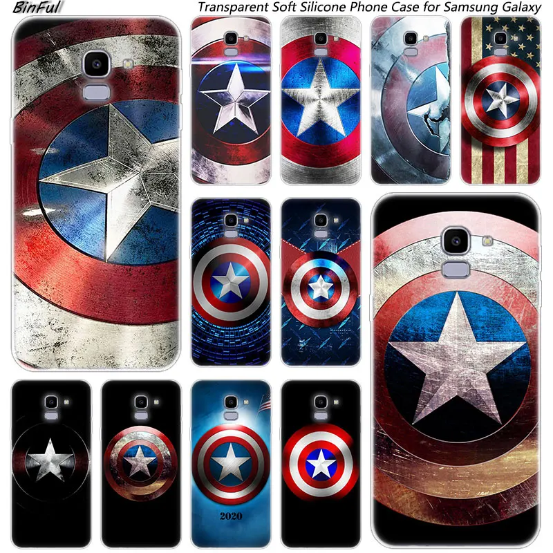 

Hot Marvel Captain America Shield Silicone Case For Samsung Galaxy J8 J6 J4 2018 J2 Core J5 J6 J7 Prime J3 2016 2017 EU J4 Plus