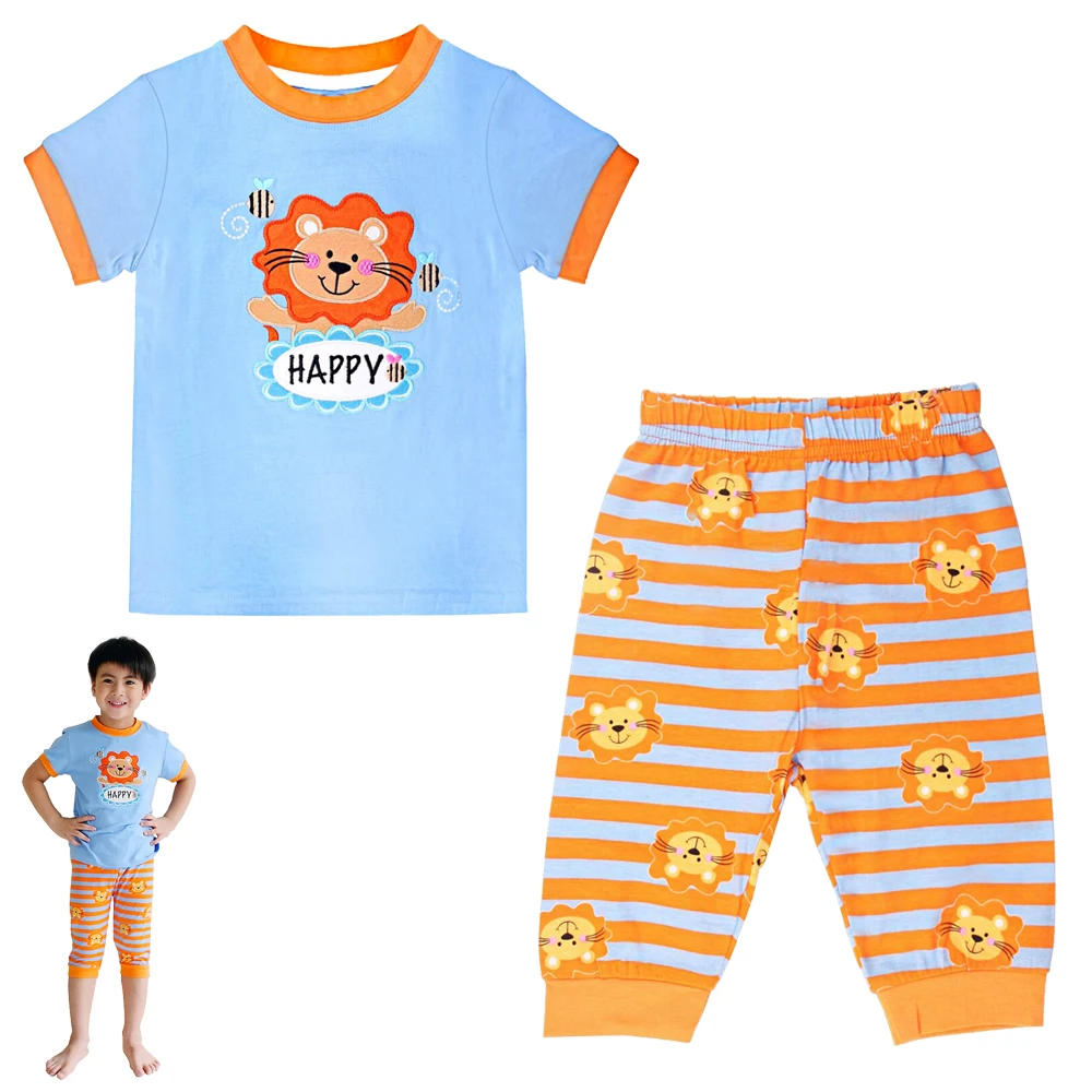 

Tiger Pattern Children's Clothing Outfits Set Blue Cotton Clothes Pants Set Family Matching Outfits Striped T-shirt Outfits Boy