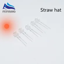 100 шт., 5 мм, соломенная шляпа, теплый белый прозрачный светодиодный Диод, ультра яркий, 5 мм, 3 в, прозрачные линзы, светодиодный светильник, светодиод, лампа через отверстие