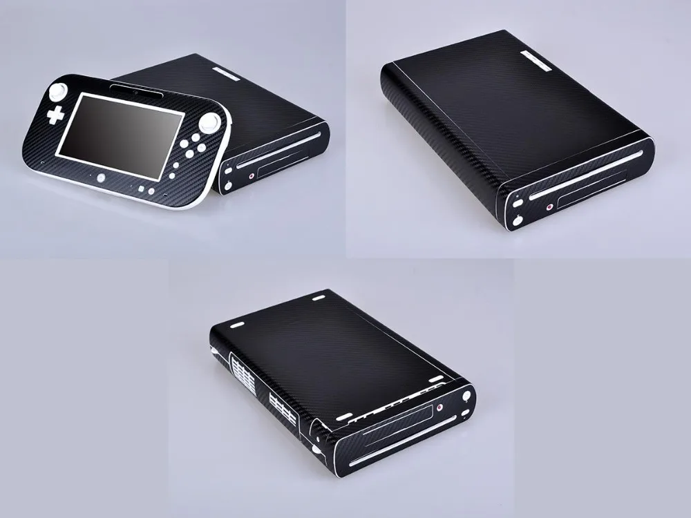 Черное углеродное волокно виниловая наклейка Защитная пленка для Nintendo Wii U и