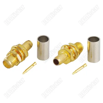 

10 Pieces RP-SMA Female Jack Crimp Bulkhead Nut RF connector for LMR200 Cable