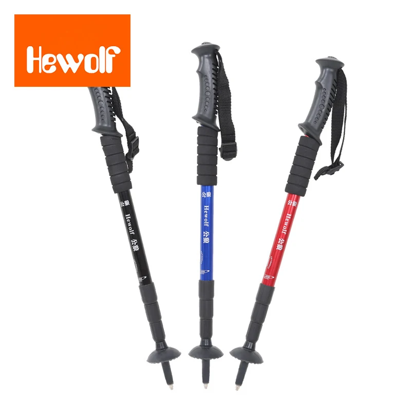 

Hewolf Adjustable 4 Sections Ultralight Aluminum Alloy Telescopic Walking Stick Trekking Alpenstock Climbing Hiking Pole Canes