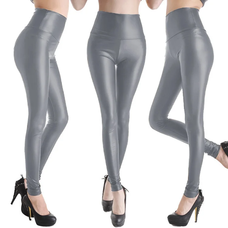 Плюс размер Новые Модные женские сексуальные обтягивающие леггинсы из искусственной кожи с высокой талией брюки XS/S/M/L/XL 17 цветов 20