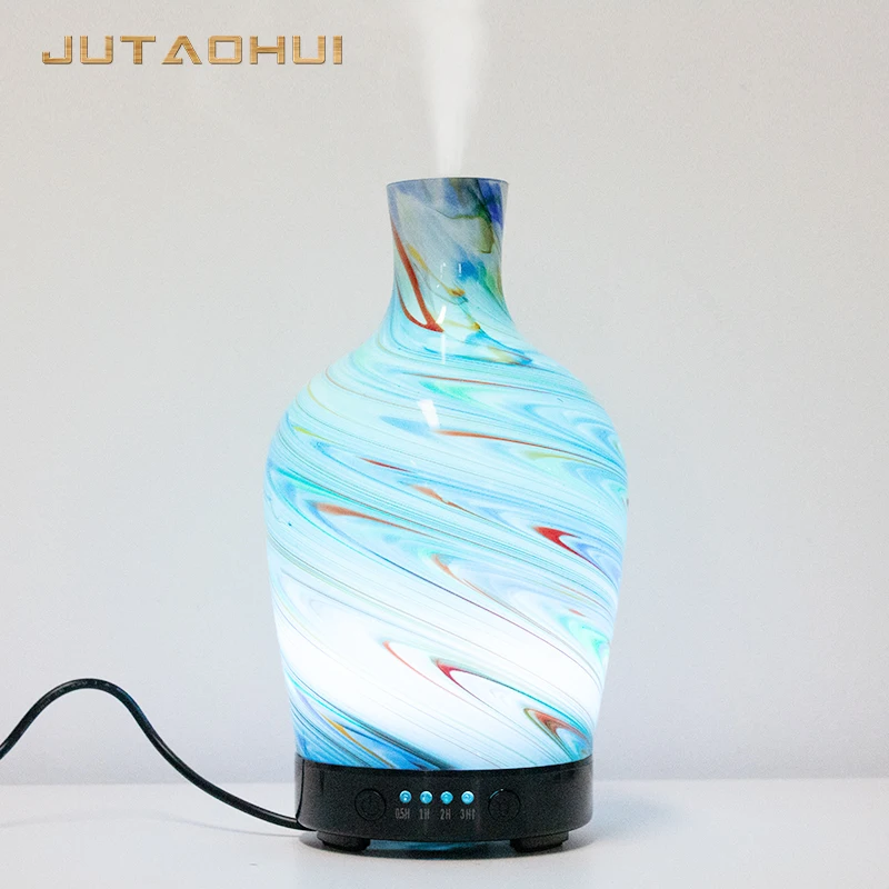 

100ml Glass Aromatherapy humidifier essential oil diffuser ultrasonic quiet 7 color light Home Office Living Room Spa Yoga