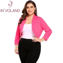 IN'VOLAND свитер пальто женские топы весна осень короткий Болеро размера плюс XL-5XL с рукавом 3/4 укороченное Болеро Feminino вязаный кардиган