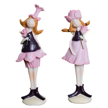 

Europe Flower Fairy Home Decor Figurines Living Room Cute Bouquets Standing Girls Ornaments Creative Bedroom Home Decorations