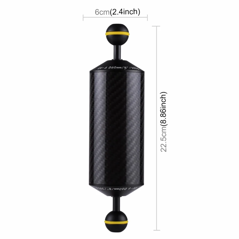 Kaufen PULUZ Carbon Faser Float Auftrieb Aquatische Arm Dual Ball Schwimm Arm Tauchen Kamera Unterwasser Tauchen Tablett