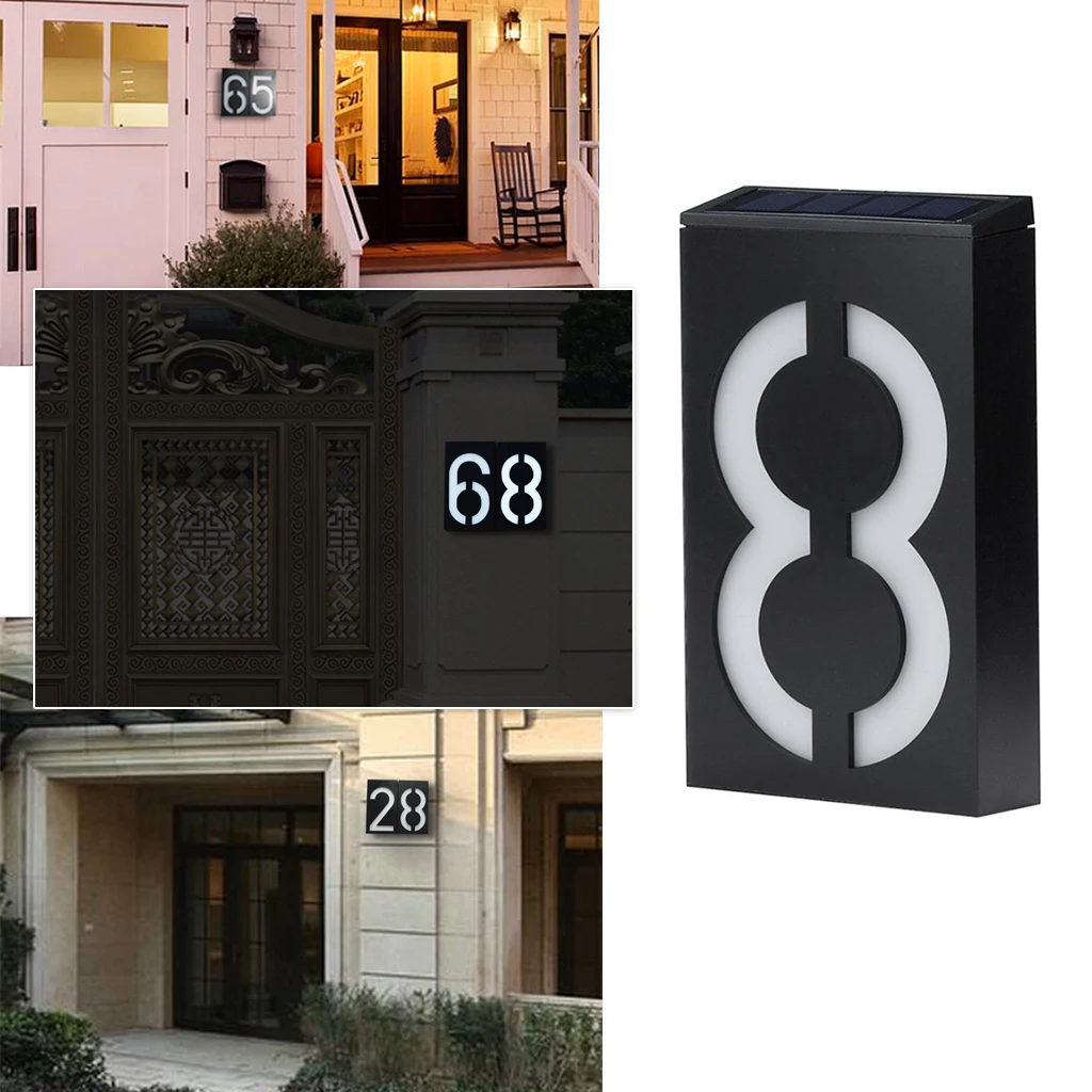 Светодиодный светильник на солнечной энергии, знак, дом, отель, дверь, адрес, табличка, наружная стена, светодиодный табличка с цифрами, лампа для дома, знак высокой яркости