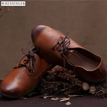 Whensinger/Женская обувь на плоской подошве; лоферы из натуральной кожи; повседневная обувь в винтажном стиле; удобная обувь на плоской подошве