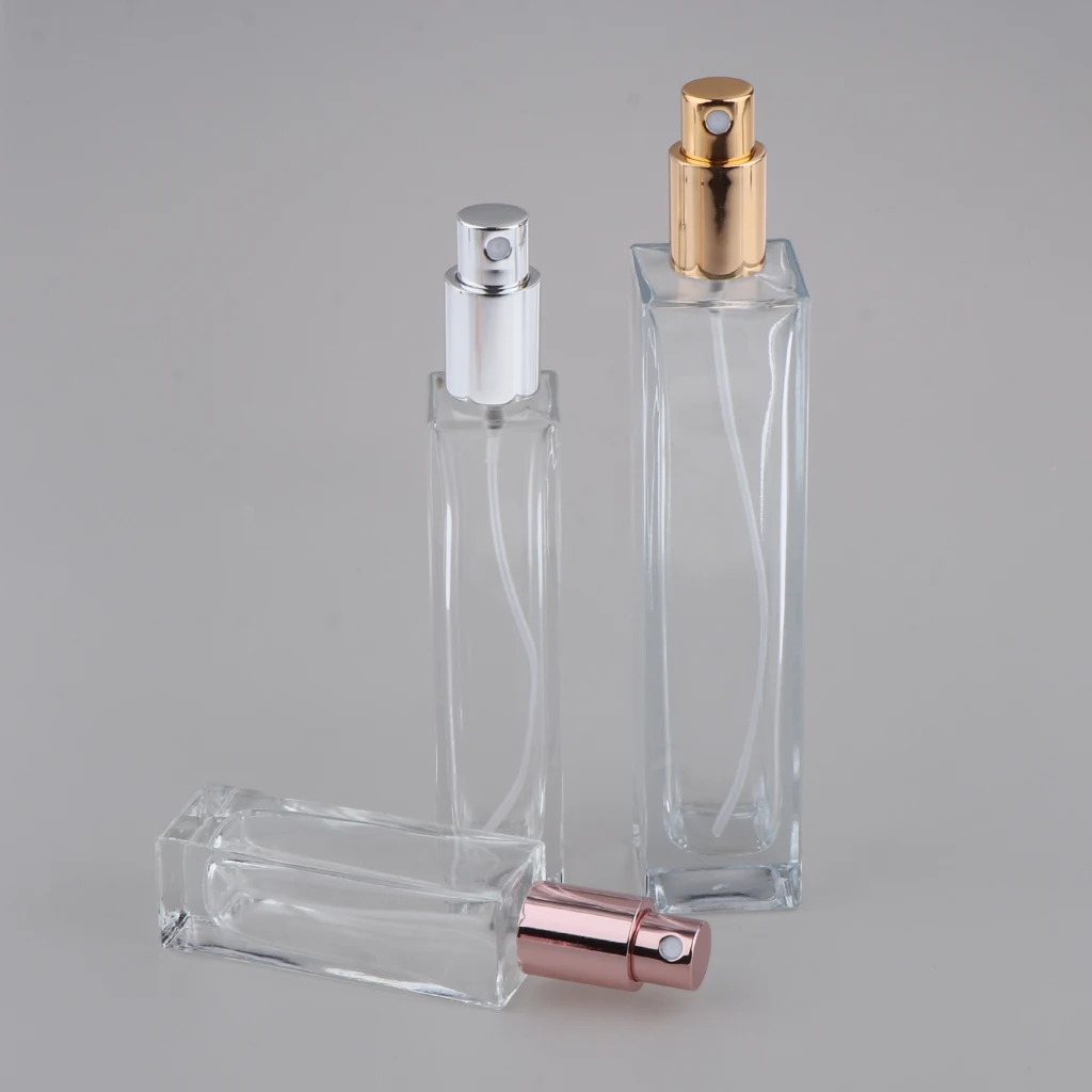 Perfeclan 6Pcs 3 Sizes Clear Glass Refillable Perfume Spray Bottles Empty Fragrance Aftershave Containers w/ Caps for Travel