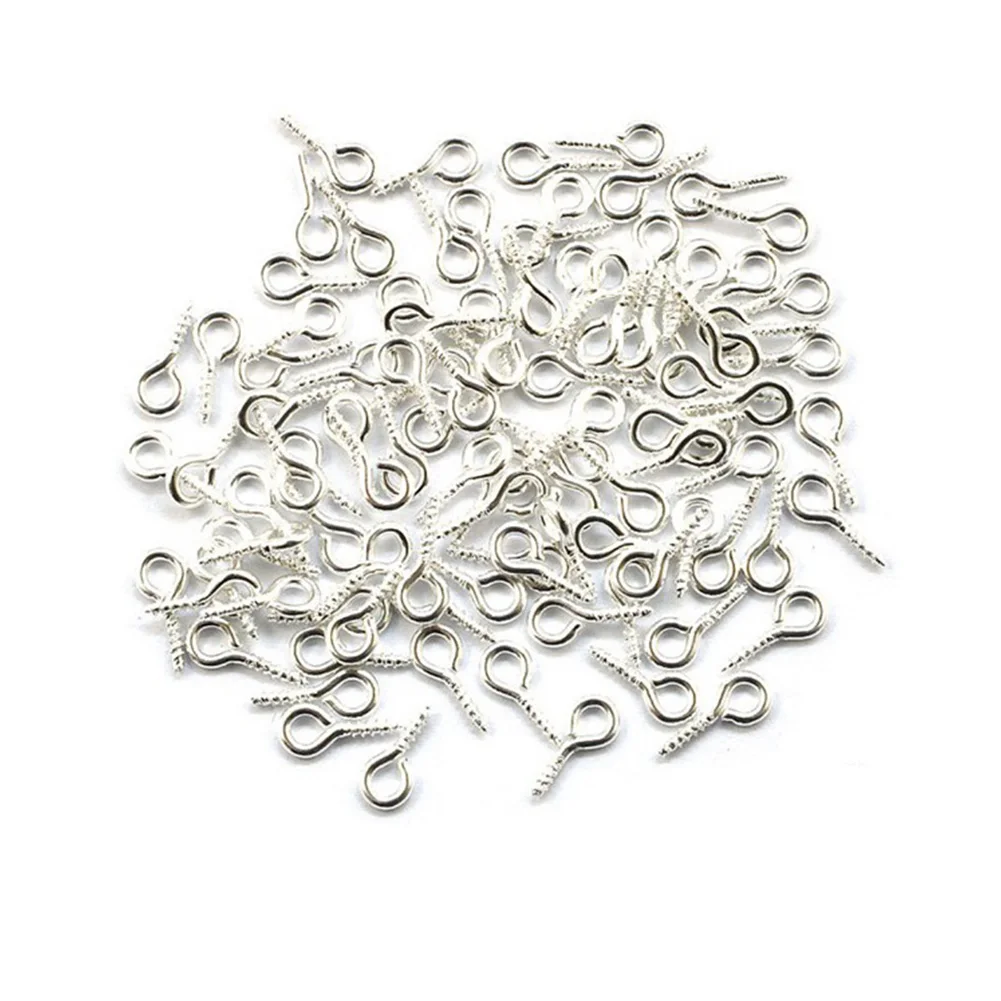 

200pcs Pendant Claps Drilled Beads Jewelry Accessories Mini Eye Pins Bail Findings Making DIY Eyelets Screw Threaded Handmade