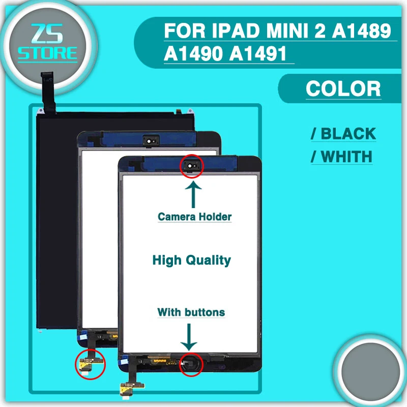 LCD touch screen For ipad mini 1 mini 2 Mini 3 A1489 A1490 A1455 Display touch panel Digitizer Front Glass with IC Home Button