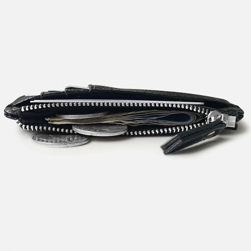 

Hot Sale Men Wallet Solid Color Textured PU Zipper Card Holder Mini Coin Purse Portomonee KA-BEST