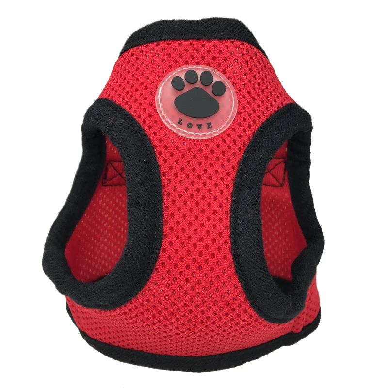 

inexpensive Cute "LOVE" Paw Label Adjustable Soft Nylon Mesh Small Dog Harness Pet outdoor mesh sports jacket clothe cat harness