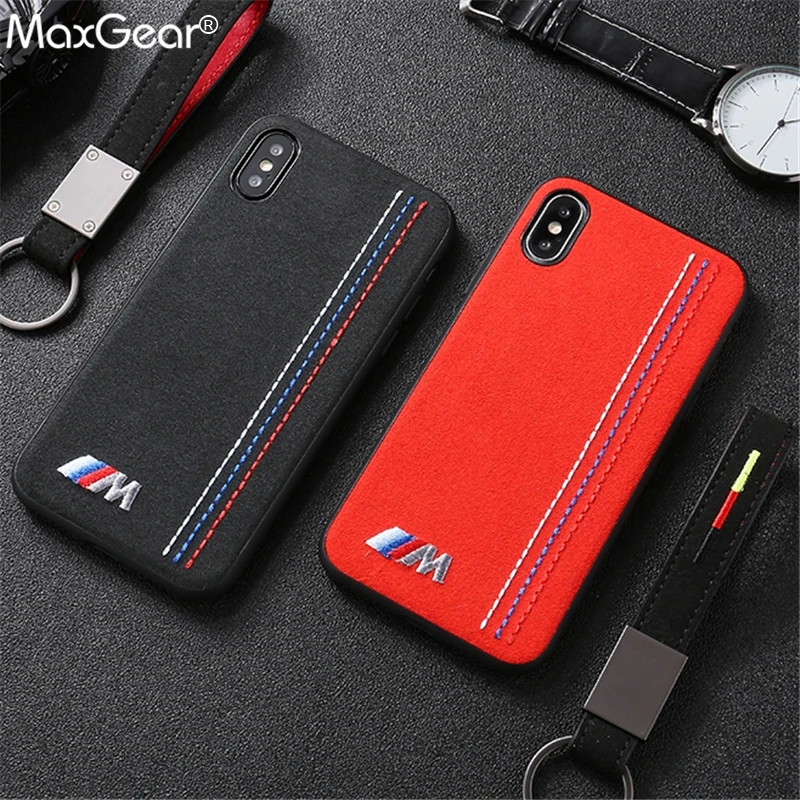 Limited Track Motorsport Embroidery BMW Car Logo Cover Case For iPhone 6 6S 7 8 plus X XR XS MAX Luxury Leather AMG Telefon Case
