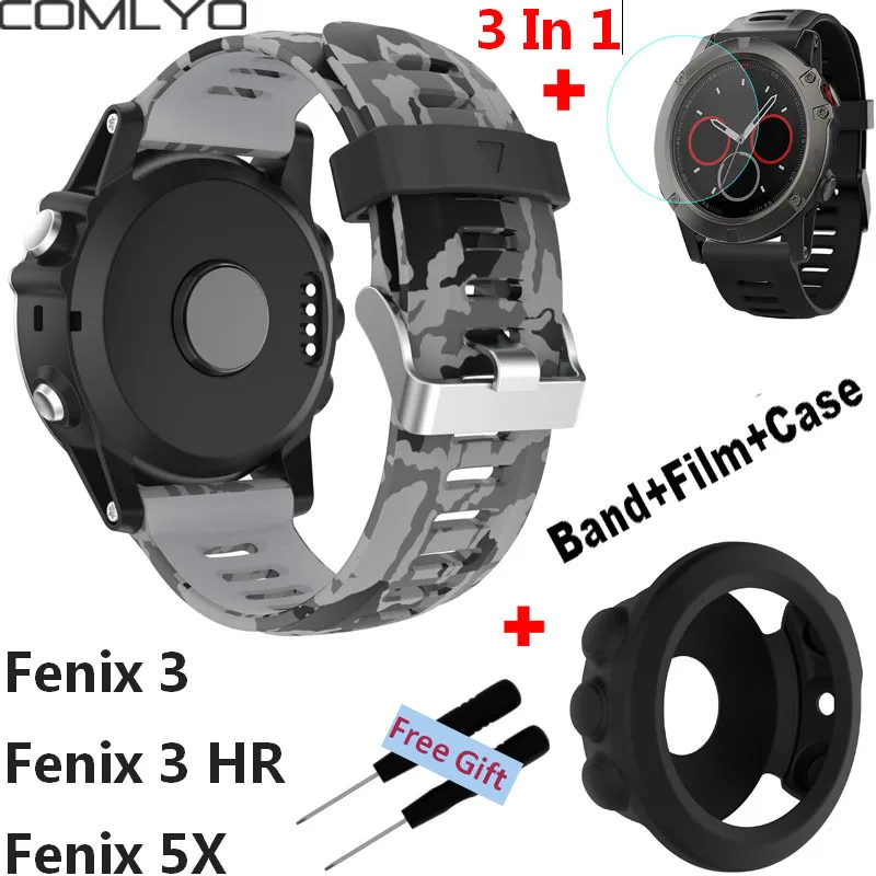 Ремешок COMLYO 3 в 1 для наручных часов Garmin Fenix 5X / 3HR браслет GPS Чехол + пленка|band wrist