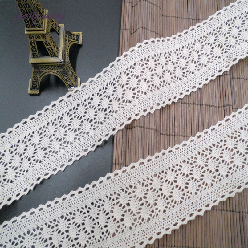 PF 10Yards/lot 6cm Wide Lace Ribbon White Cotton Fabric Applique Fringe Trim for Needlewor Dress Sewing Supplies HB006 | Дом и сад