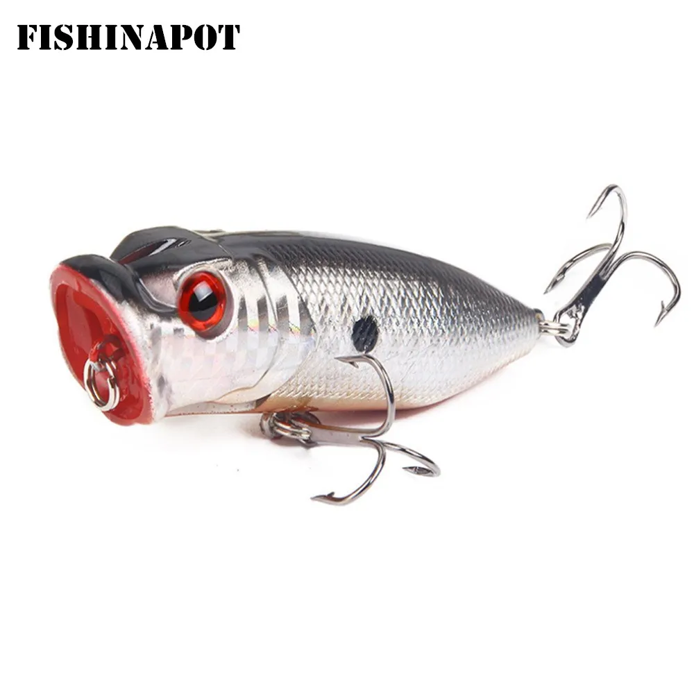 

FISHINAPOT 1pcs 6.5cm 11.8g Popper Fishing Lure Isca Artificial Fishing Hard Bait Crankbait Wobblers with 2 Fishing Hooks YA-73