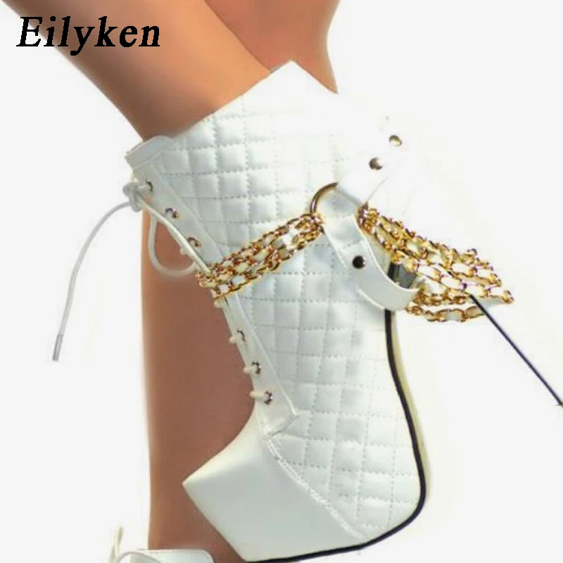 Eilyken/Коллекция 2021 года Сезон осень зима Модные женские ботинки на очень высокой
