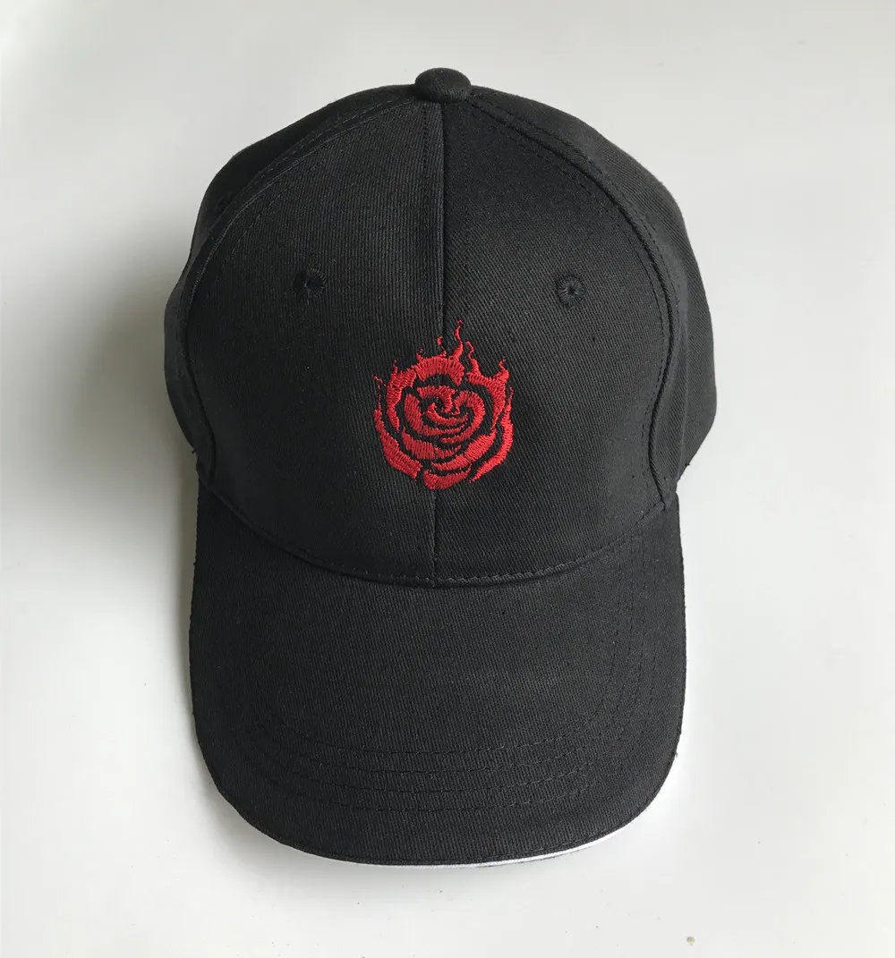 

RWBY Ruby Rose Cosplay Snapback Hat Flower Rose Logo Black embroidered Baseball Cap