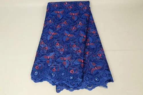 royal blue Новейшая зеленая африканская вышитая бисером Золотая кружевная ткань Aso Oke Gele головной платок шарф вышивка нигерийская кружевная ткань французская вуаль кружево - Цвет: royal blue