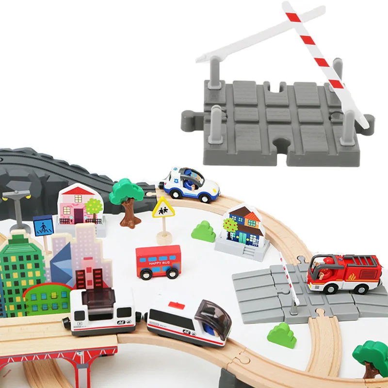 

Wooden Train Track Accessories Universal Wood Track Barrier Educational DIY Toys For Children