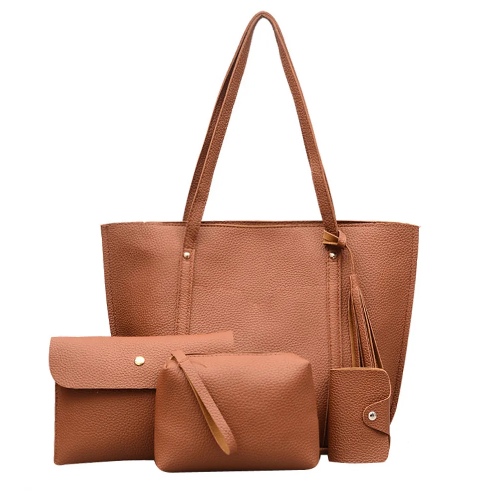Лидер продаж 4 шт. для женщин кисточкой роскошные кожаные сумки + дизайнер Crossbody