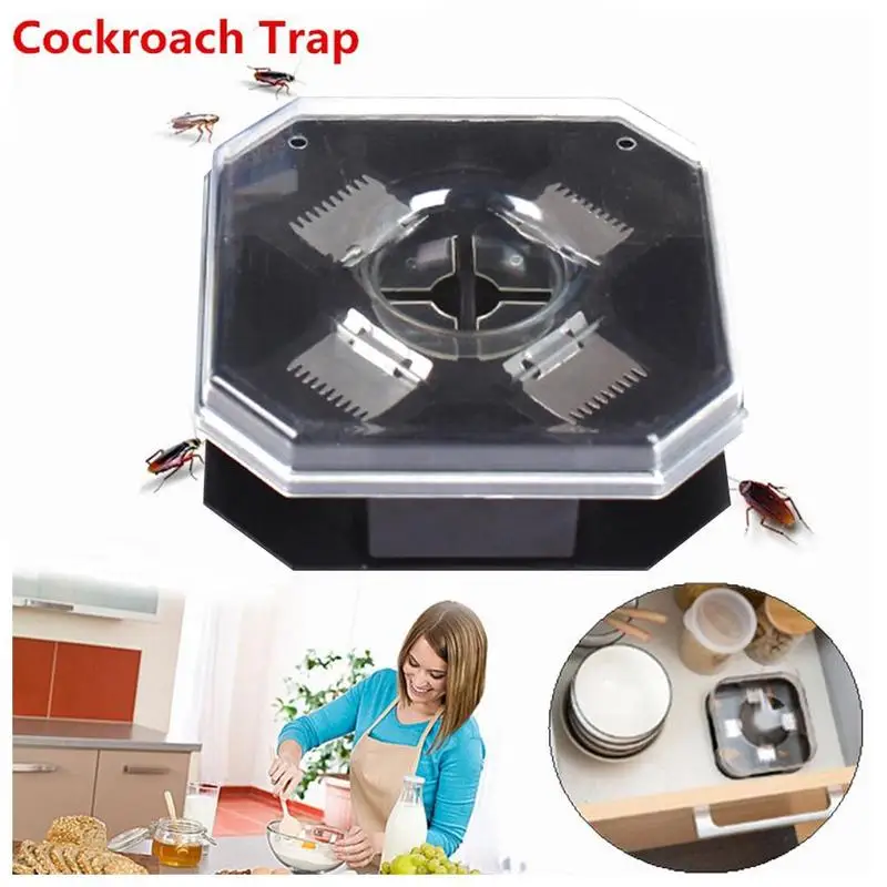 

Reusable Plastic Cockroach Trap Non-Toxic Eco Blue Color Cockroach Bug Roach Motel Catcher Catch Insect Pest Killer Bait Trap