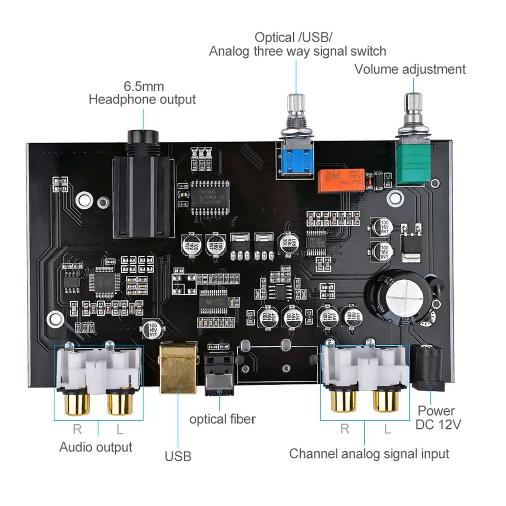 DC12V DPCM5100 DAC плата MS8416 коаксиальное оптоволокно-оптический USB усилитель аудио громкость управляющий декодер доска для DIY домашнего кинотеатра