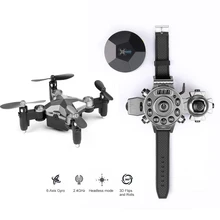 New Foldable Mini RC Drone with 2.4G Watch Controller Altitude Hold Remote Control Quadcopter G-sensor Helicopter VS JJRC H37
