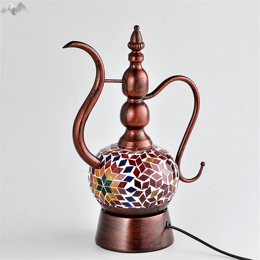 

JW Turkey Southeast Asia Retro Creative Personality Desk Lamp Wine Pot Table Light for Living Room Bedroom Study Cafe Bar Decor
