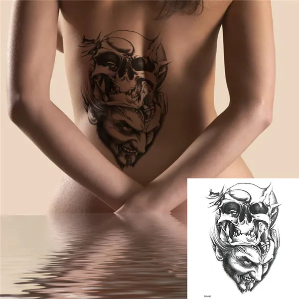 Сексуальный боди арт красота макияж черный сексуальный опасный Череп татуировки 3D водонепроницаемые временные татуировки наклейки