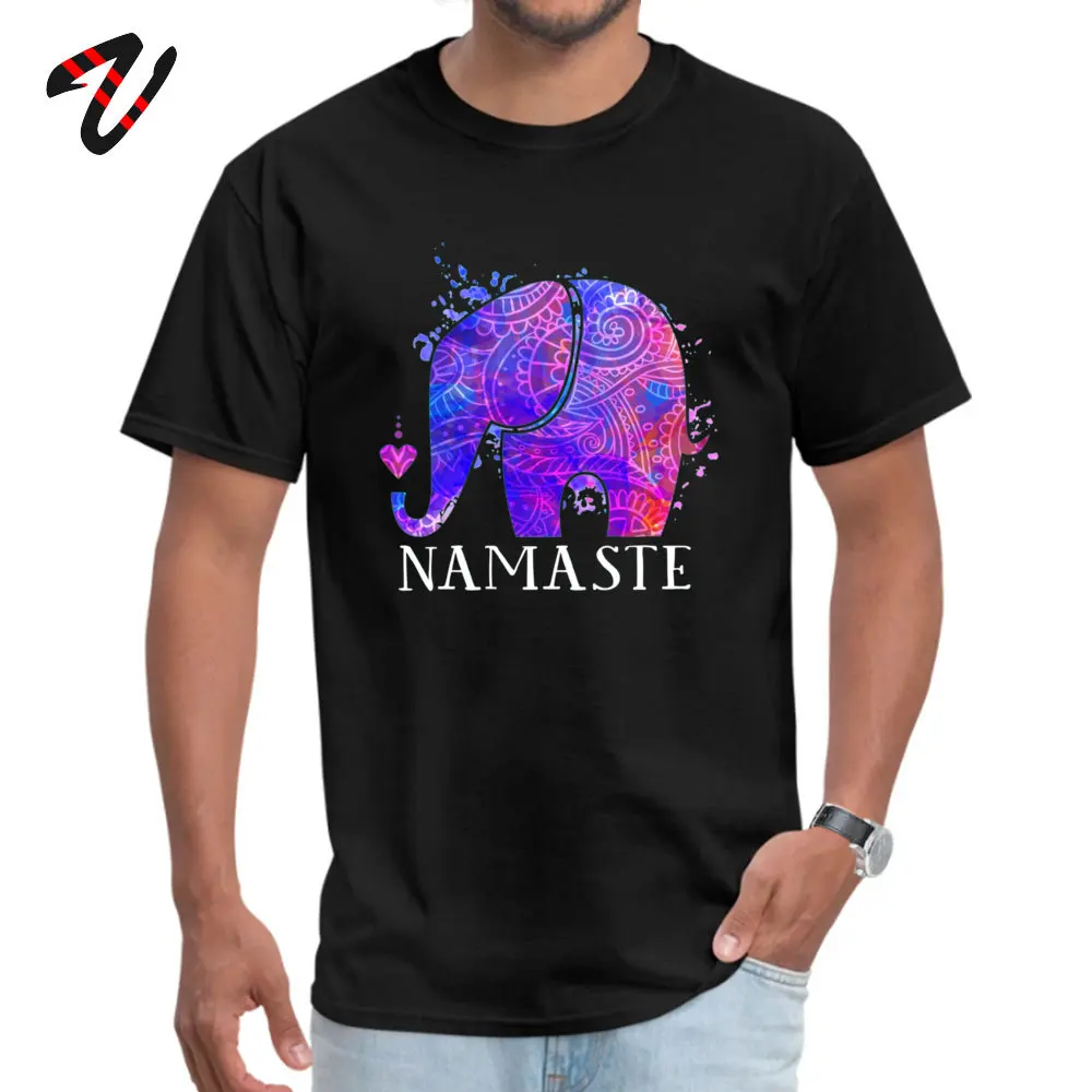 Namaste Elephant Peaceful Watercolor T Shirt 2019 New Short Sleeve Simple Style All Cotton Round Collar Men Tees T Shirt Summer Namaste Elephant Peaceful Watercolor 2546 black