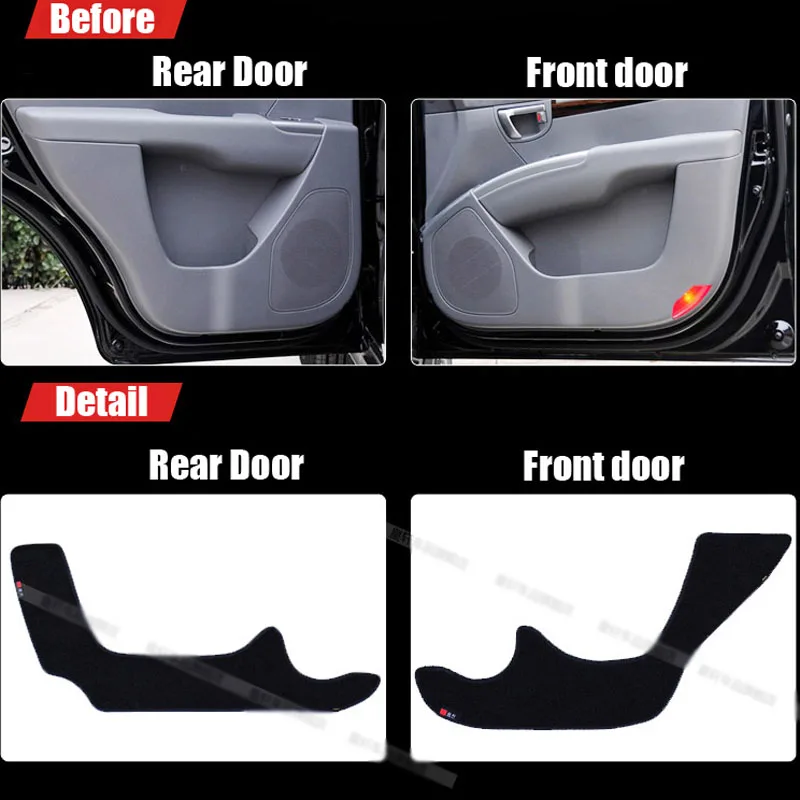 

4pcs Fabric Door Protection Mats Anti-kick Decorative Pads For Hyundai Santa Fe 2006-2012