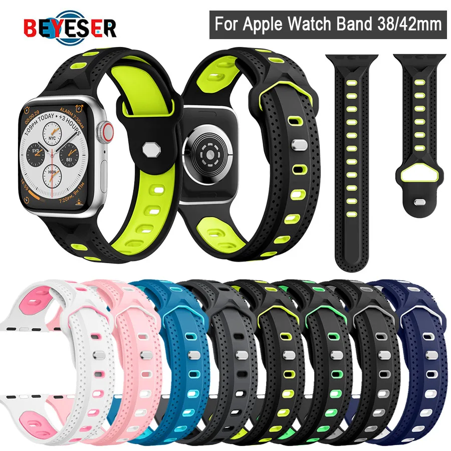 

Soft Silicone New Replacement Sport Band For Apple Watch Series 1/2/3/4/5 38mm 42mm Wristband Bracelet Strap 40mm 44mm watchband