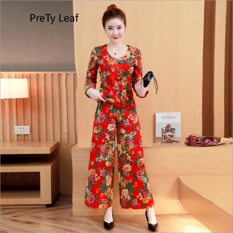 

2018 summer new loose large size cotton and linen set